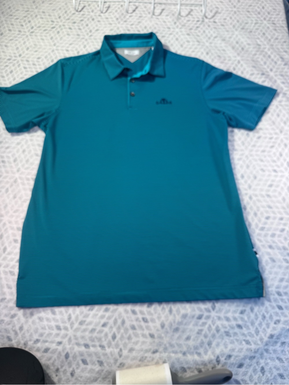 adiPure by Adidas Men’s Golf Polo Medium Blue Green Stripe Performance Shirt